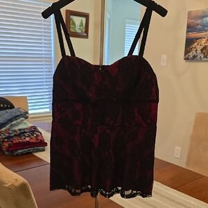 Black and Red Lace Camisole